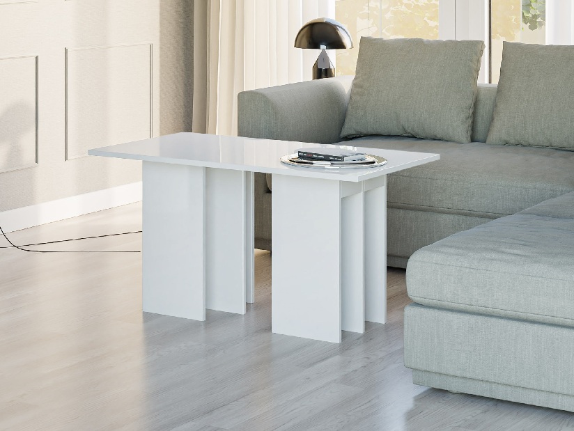 Konferenční stolek Marabo (lesk bílý)
