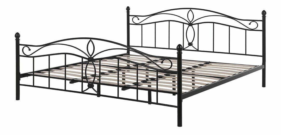 Manželská postel 180 cm ANTALIA (s roštem) (černá)