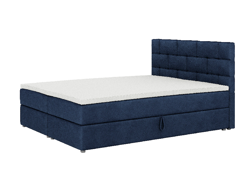 Kontinentální postel 160x200 cm Waller (tmavě modrá) (s roštem a matrací)