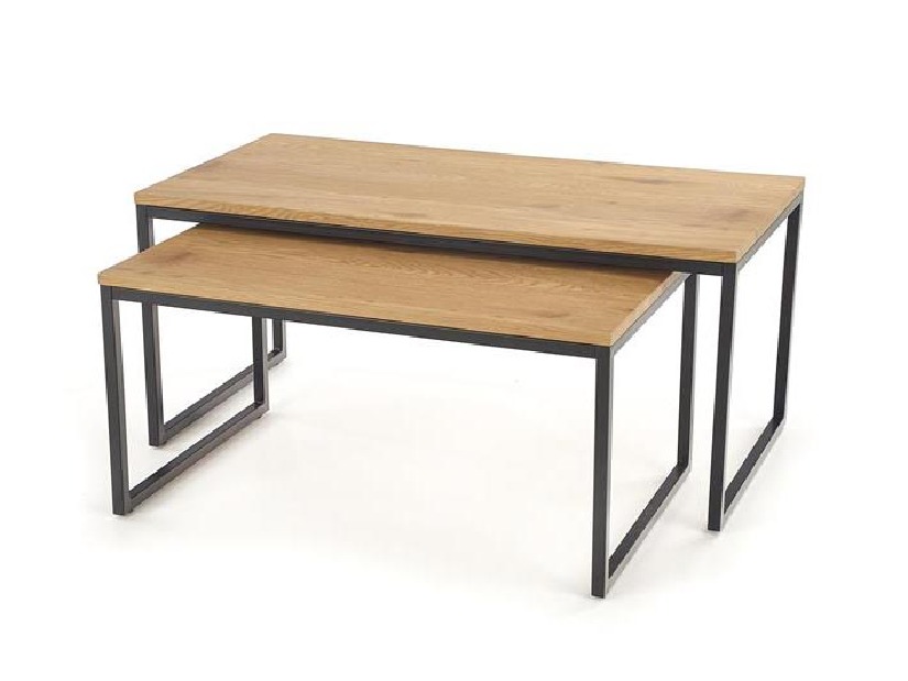 Set 2 ks. Konferenčních stolků Suena (přirodně dřevo + černá)