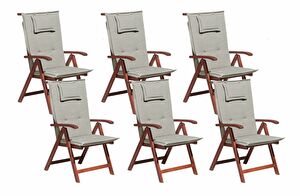 Set 6 ks. zahradních židlí TRATORIA (tmavě červená + béžová + šedá)