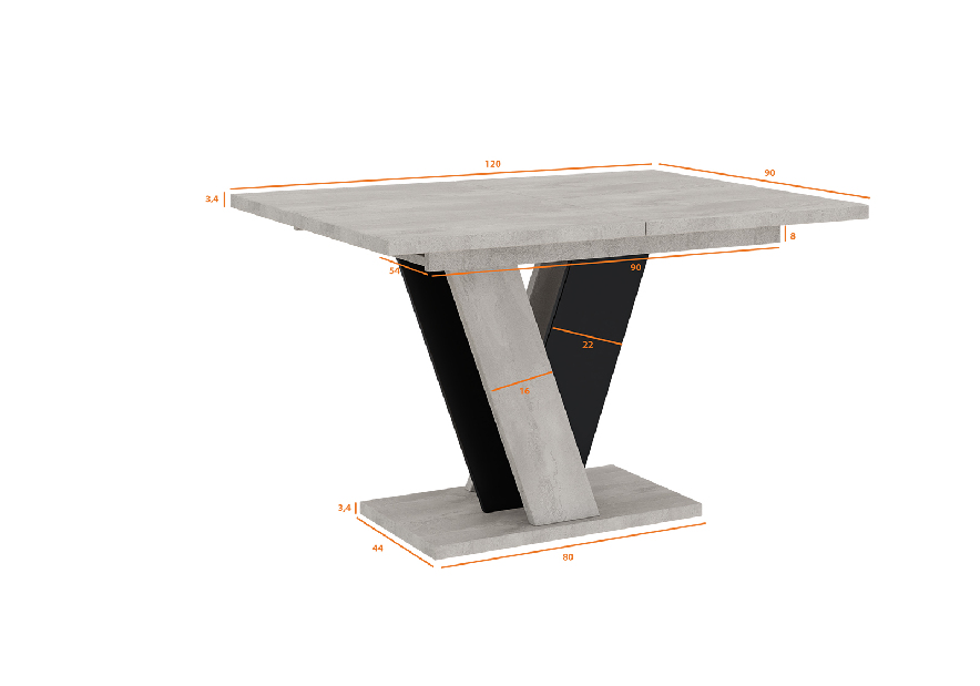 Jídelní stůl Venag (světle šedá + černá) (pro 4 až 6 osob)