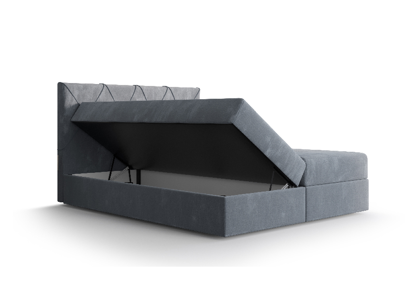 Manželská postel Boxspring 140 cm Athena (černá) (s matrací a úložným prostorem)