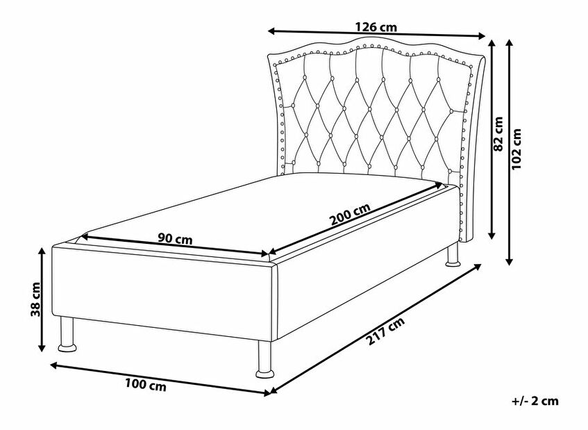 Jednolůžková postel 200 x 90 cm Metty (béžová) (s roštem)