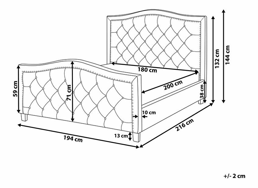 Manželská postel 180 cm AURORA (s roštem) (béžová)
