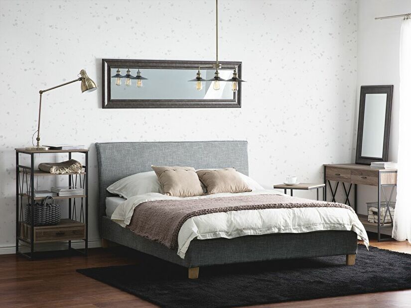 Manželská postel 140 cm SANCHEZ (s roštem) (šedá)