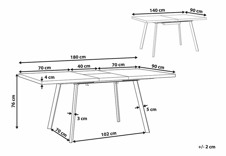 Jídelní stůl HAWER (světlé dřevo + černá) (pro 6 až 8 osob)