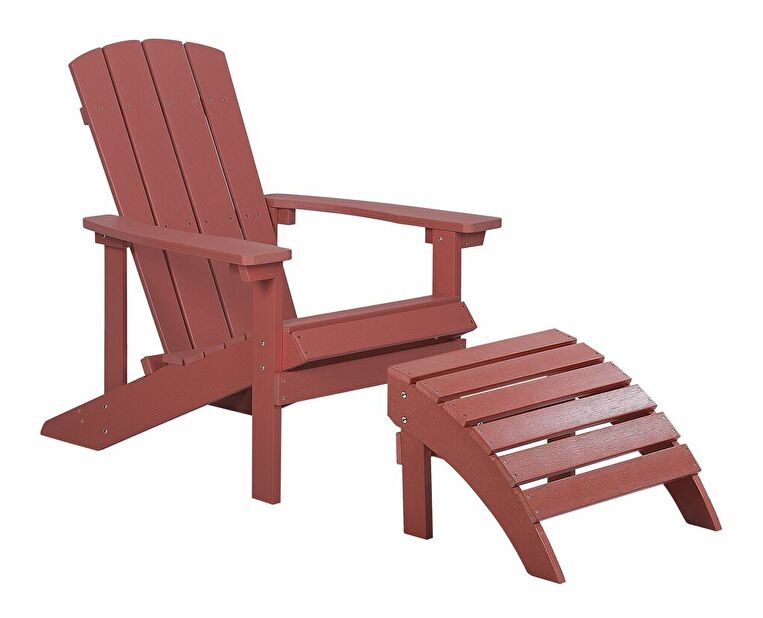 Zahradní židle s podnožkou Adack (červená)