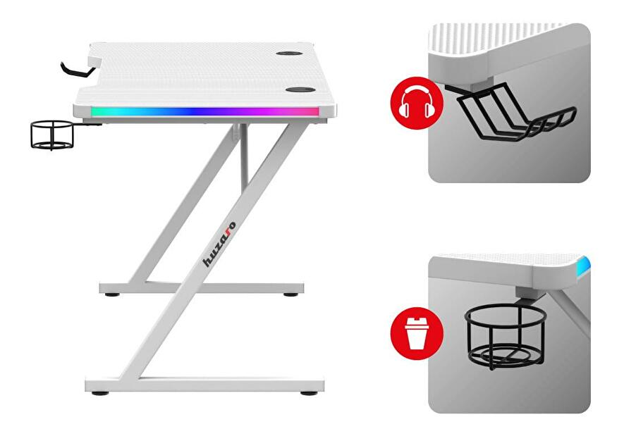 PC stolek Hyperion 2.5 (bílá + vícebarevná) (s LED osvětlením)