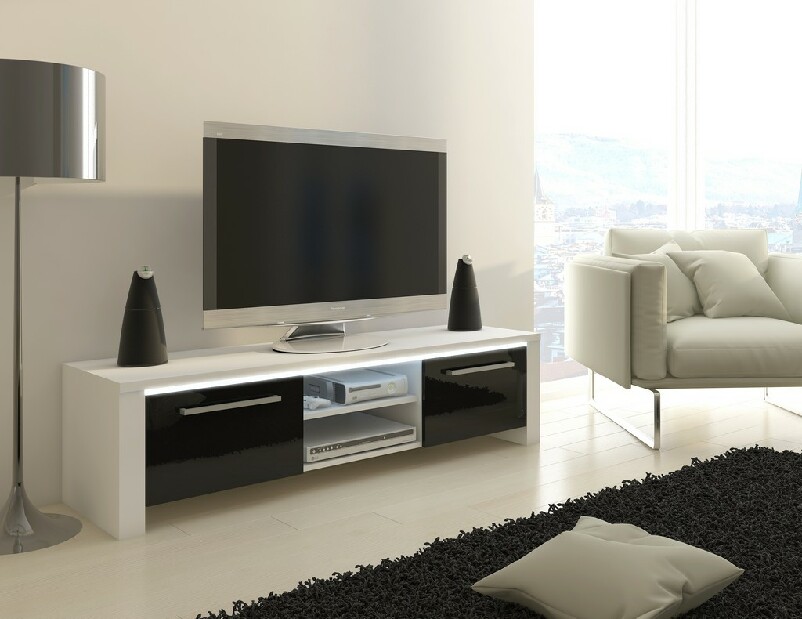 TV stolek/skříňka Helix (bílá + lesk černý) *výprodej