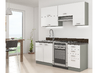 Kuchyně Brunea 2 180 cm (šedá + lesk bílý)
