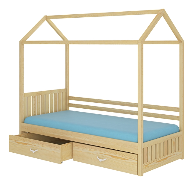 Dětská postel 200x90 cm Rosie I (s roštem a matrací) (borovice)