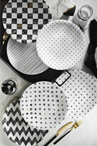 Sada dezertních talířů (6 ks.) Chess (černá + bílá)