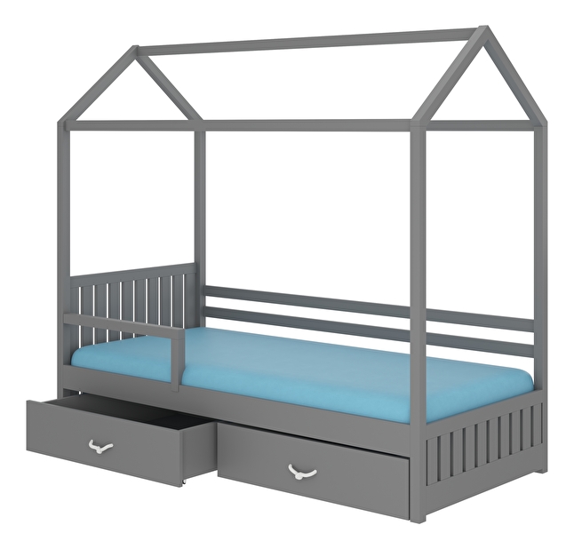 Dětská postel 200x90 cm Rosie II (s roštem a matrací) (šedá)