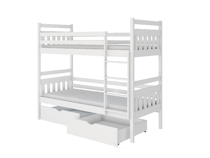 Dětská patrová postel 90 cm Aras (bílá) (s rošty)