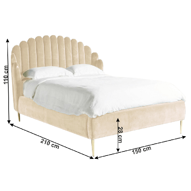 Manželská postel 140 cm Krilsa (béžová) (s roštem)