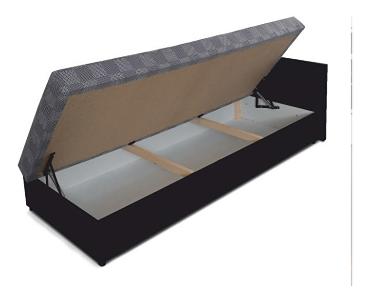 Jednolůžková postel (válenda) 80 cm Jeannine (šedá + černá) (s úl. prostorem) (L) *výprodej