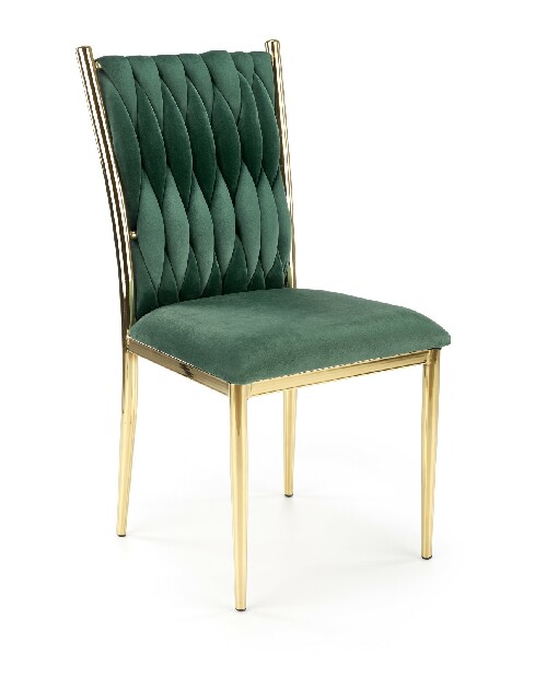 Jídelní židle Klomm (tmavě zelená + zlatá)