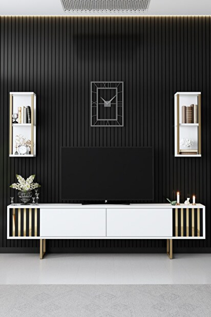 TV stolek/skříňka Golden (Bílá + Černá)