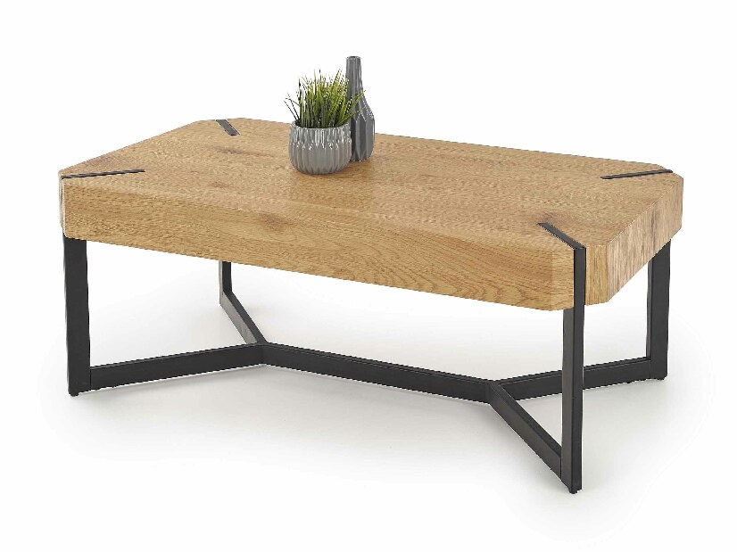 Konferenční stolek Leisa (přírodní dřevo + černá)