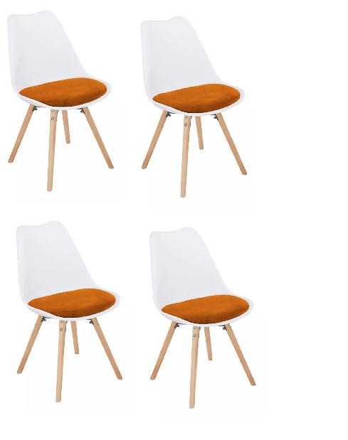 Set 4 ks jídelních stoliček Samim (oranžová + buk) *výprodej