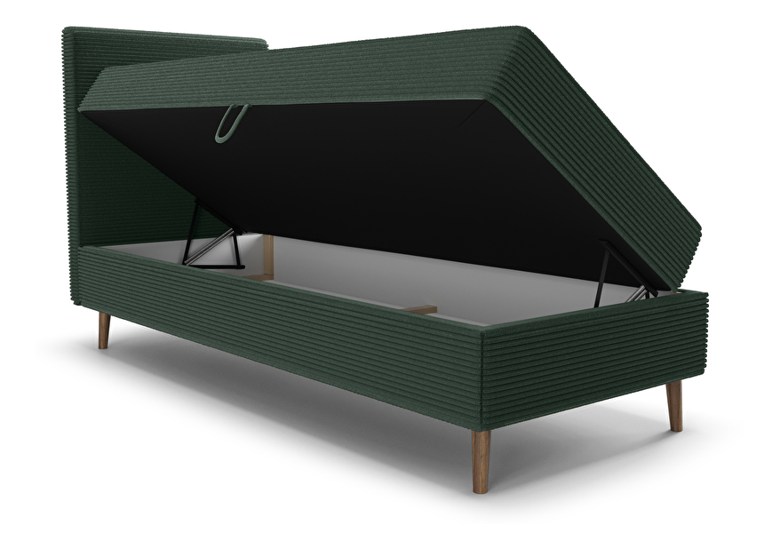 Jednolůžková postel 90 cm Napoli Bonell (zelená) (s roštem, s úl. prostorem)