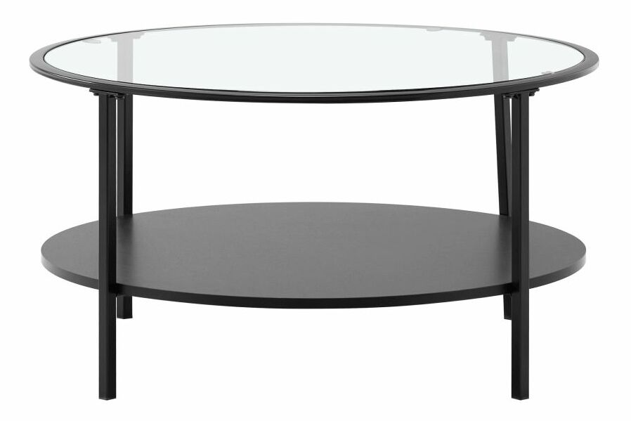 Konferenční stolek CARLAN (černá + sklo + kov)