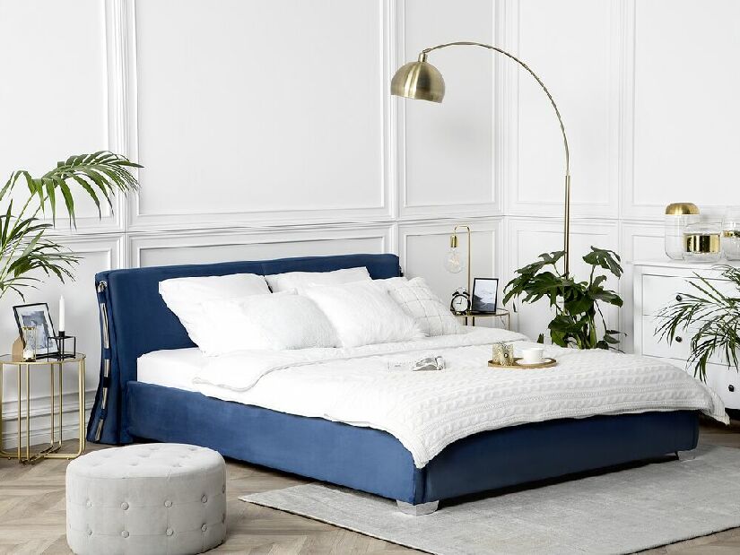 Manželská postel 180 cm PARNAS (s roštem) (modrá)