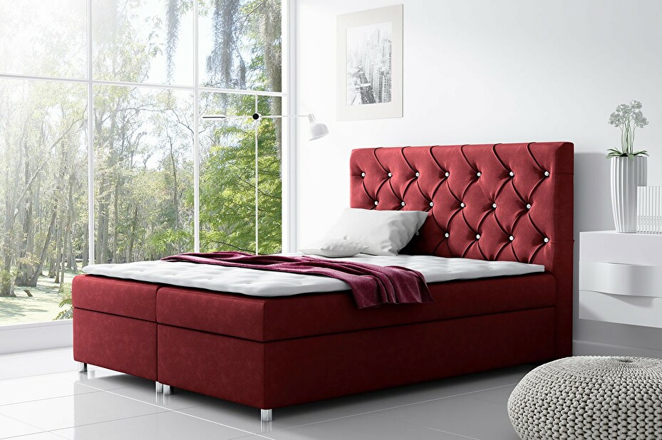 Manželská Kontinentální postel 140 cm Balicci (s matracemi) (bordová) *výprodej