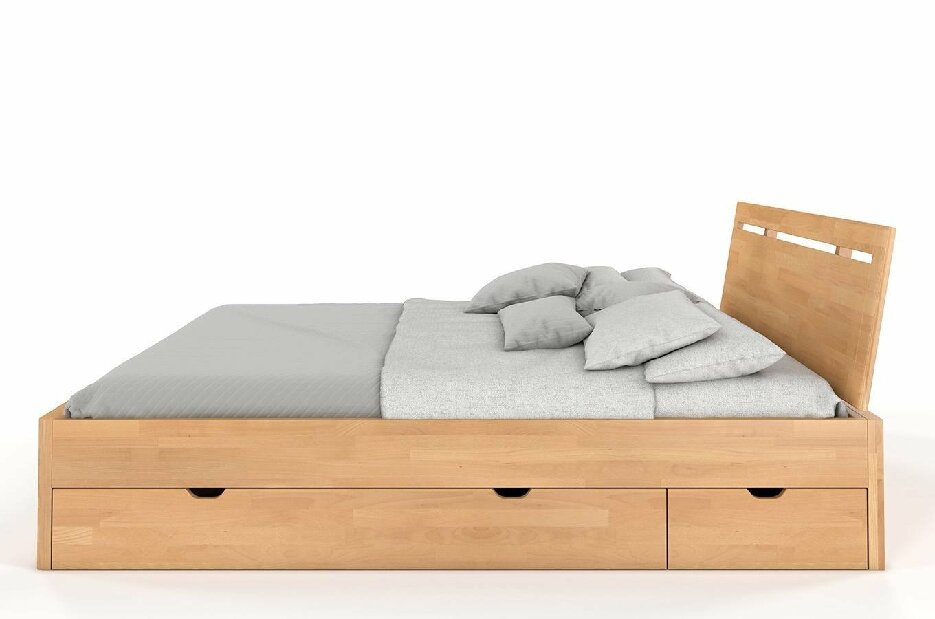 Manželská postel 180 cm Naturlig Bokeskogen High Drawers (buk) (s roštem)