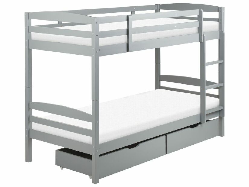 Patrová postel 90 cm Reggeton (šedá) (s roštem a úložným prostorem)