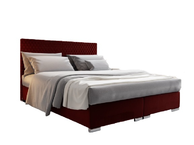 Kontinentální postel 180 cm Harlan Comfort (červená) (s roštem, matrací a úl. prostorem)