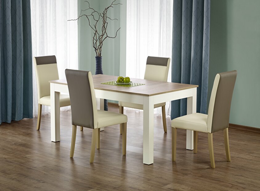 Jídelní stůl Shana (dub sonoma + bílá) (pro 6 až 12 osob) *výprodej