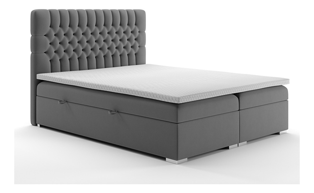 Kontinentální postel 160 cm Daliny (šedá) (s úložným prostorem)