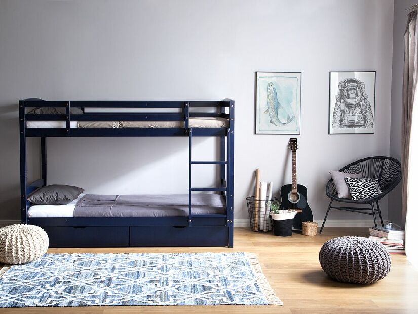 Patrová postel 90 cm Respond (s roštem) (modrá)