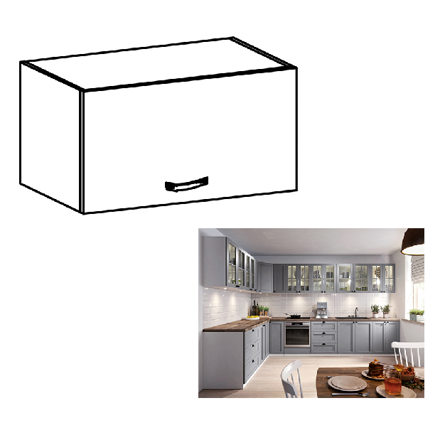 Horní kuchyňská skříňka G60KN Lanaya (bílá + šedá matná)