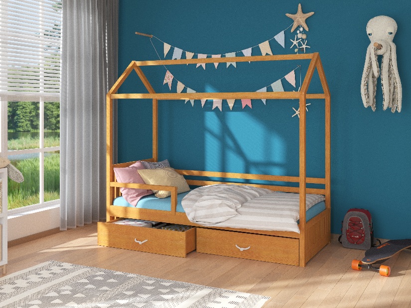 Dětská postel 180x80 cm Rosie II (s roštem a matrací) (olše)