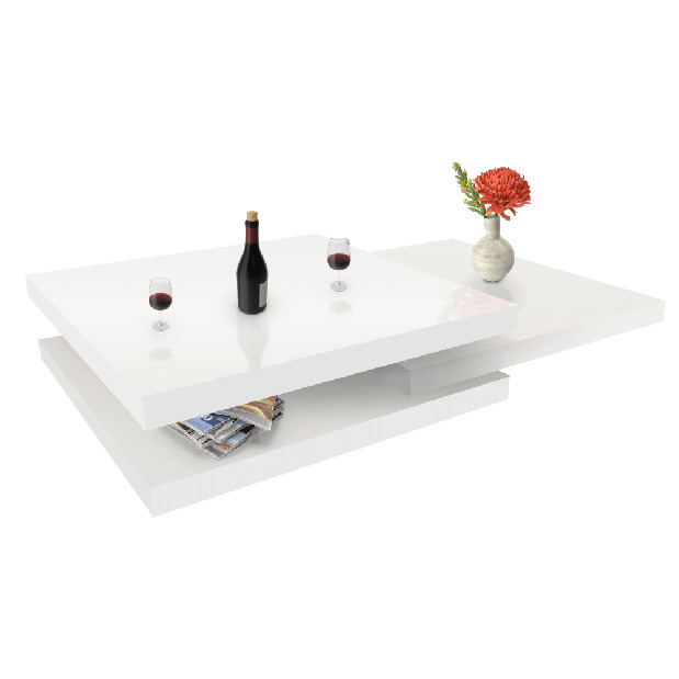 Konferenční stolek Sonnie (lesk bílý + bílá)