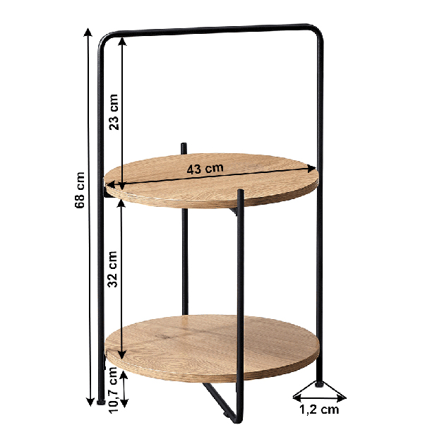 Příruční stolek Larni (dub + černá)