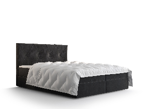 Manželská posteľ Boxspring 140 cm Athena (čierna) (s matracom a úložným priestorom)