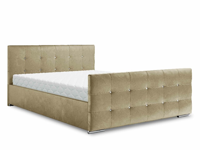 Manželská postel 140 cm Darrin (béžová) (s roštem a úložným prostorem)
