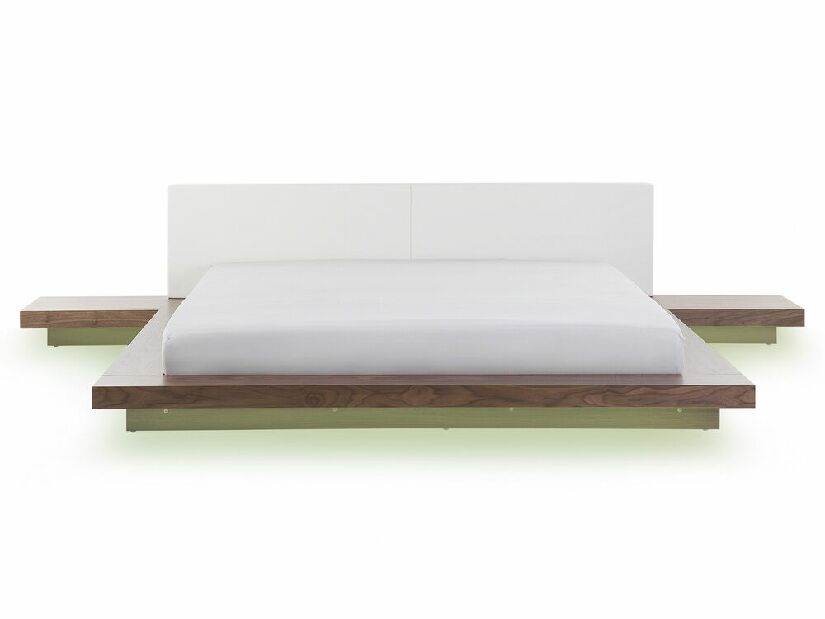 Manželská postel 160x200 cm Zina (bílá) (s LED osvětlením)