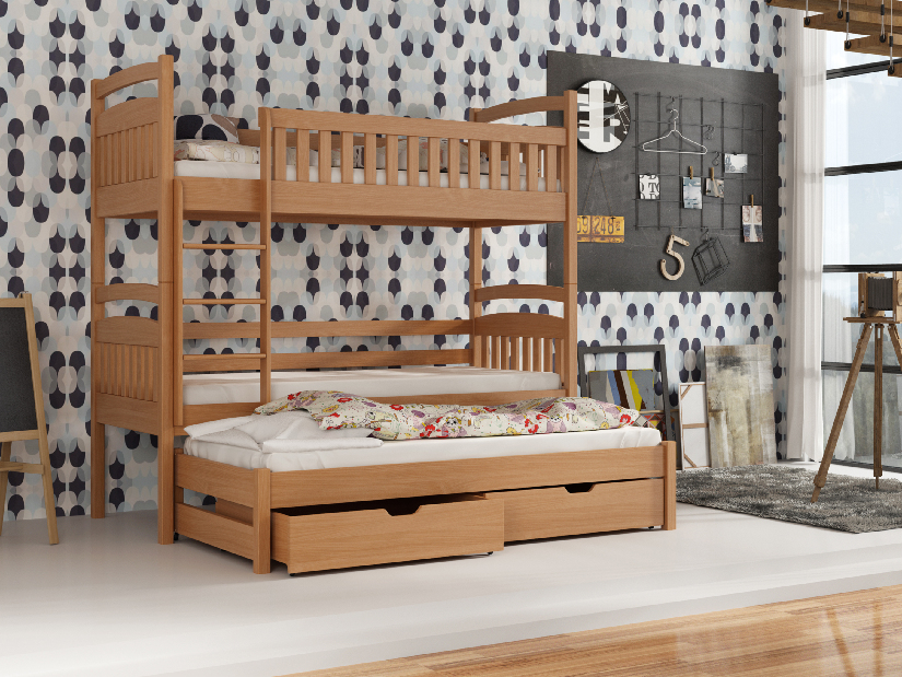 Dětská postel 80 cm ARLEN (s roštem a úl. prostorem) (buk)
