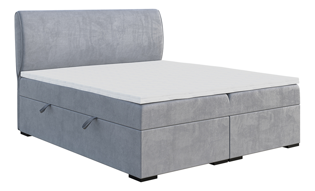 Kontinentální postel 140 cm Simoon (světle šedá) (s matrací a úl. prostorem)