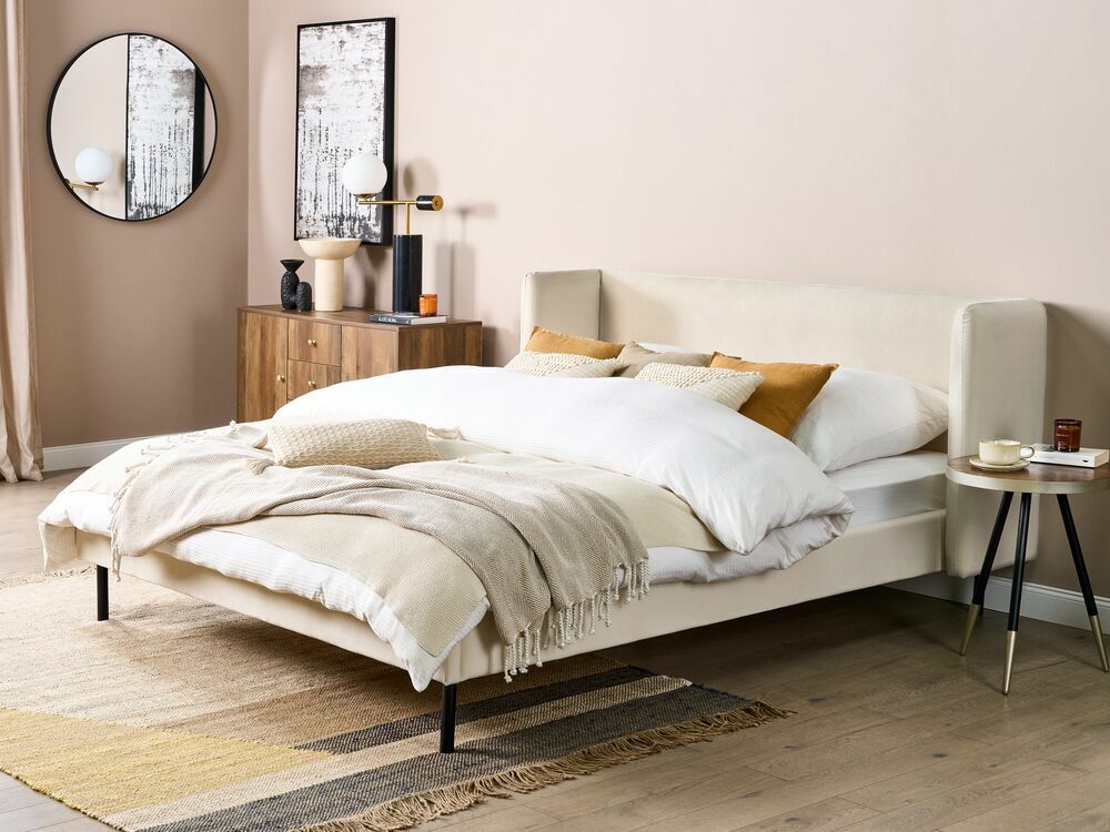 Manželská postel 160 cm Aimei (béžová) (s roštem)
