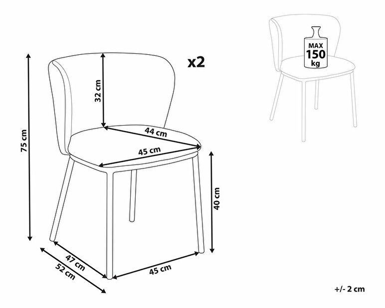 Set 2 ks jídelních židlí Minik (béžová)
