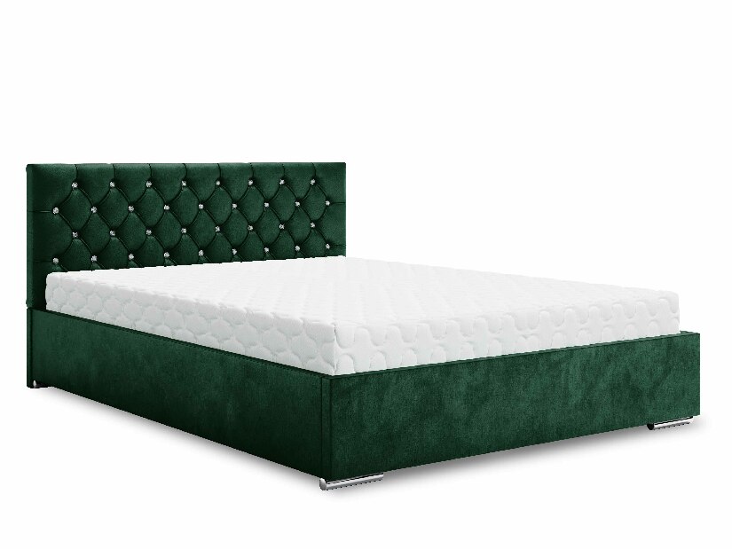 Manželská postel 160 cm Kerry (tmavě zelená) (s roštem a úložným prostorem)