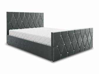 Manželská postel 140 cm Illa (tmavě šedá) (s roštem a úložným prostorem)