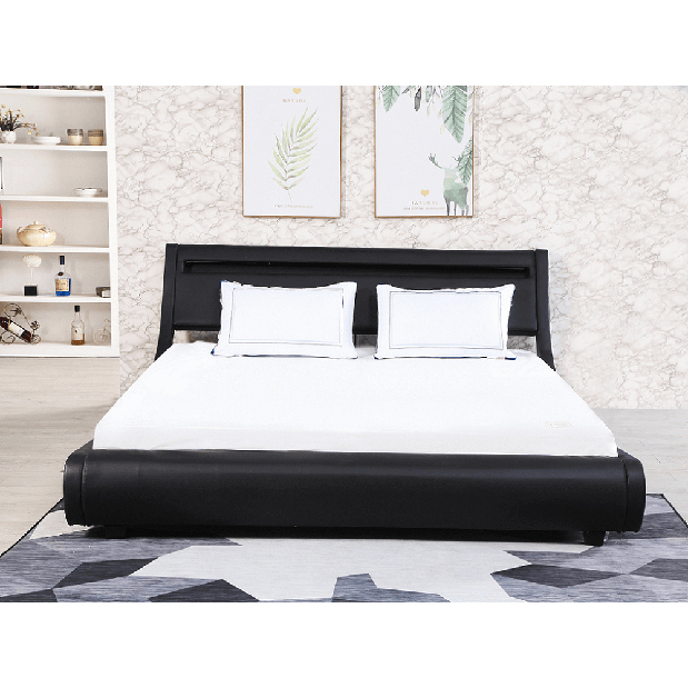 Manželská postel 180 cm Filina (černá) (s roštem)