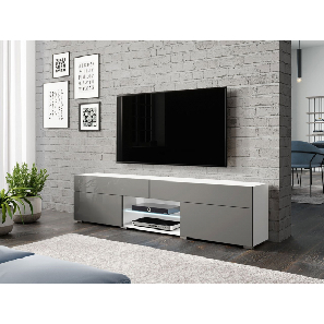 TV skříňka/stolek Mrentu (bílá + lesk šedý) (LED osvětlení bílé) *výprodej